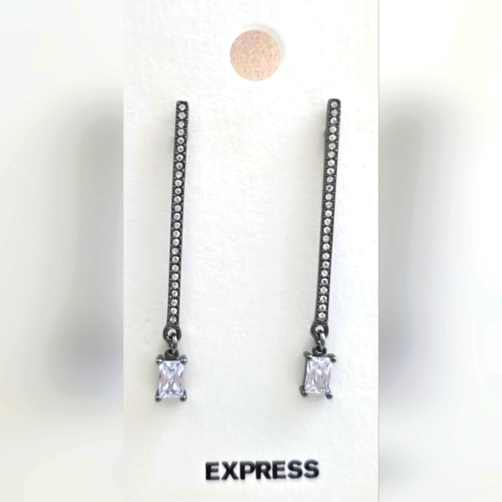 Express Silver Gunmetal Minimalist Earrings